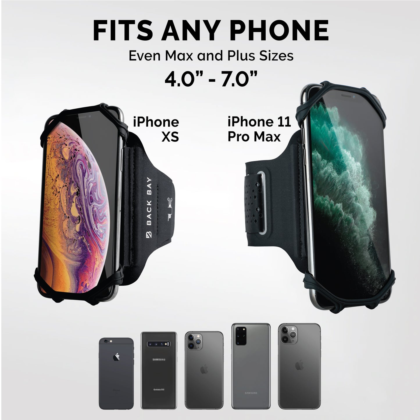 Back Bay Brand - Endurance 360° Running Armband_Phone Sizes